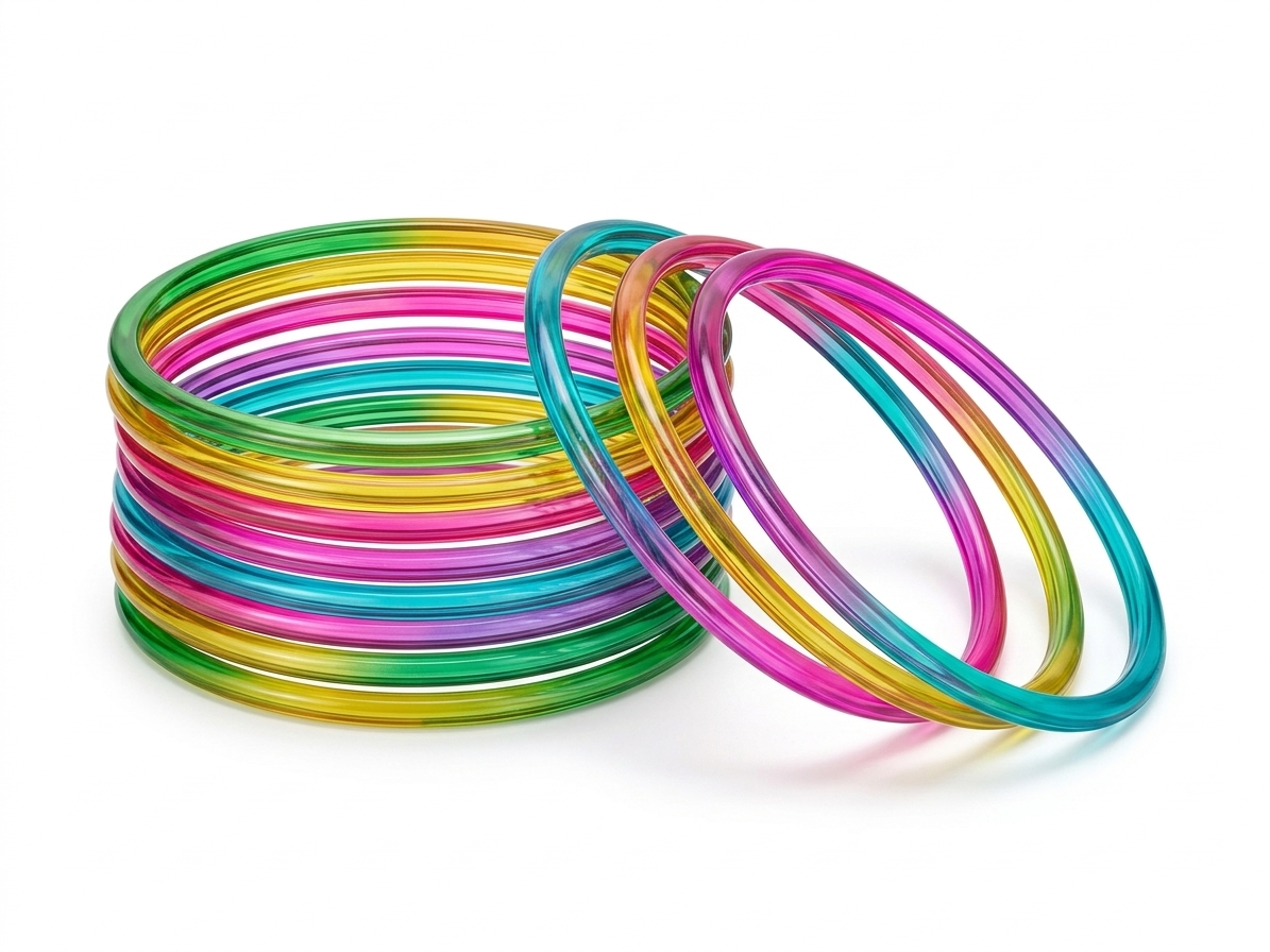Multicolored Thin Glass Jelly Bangles Trendy