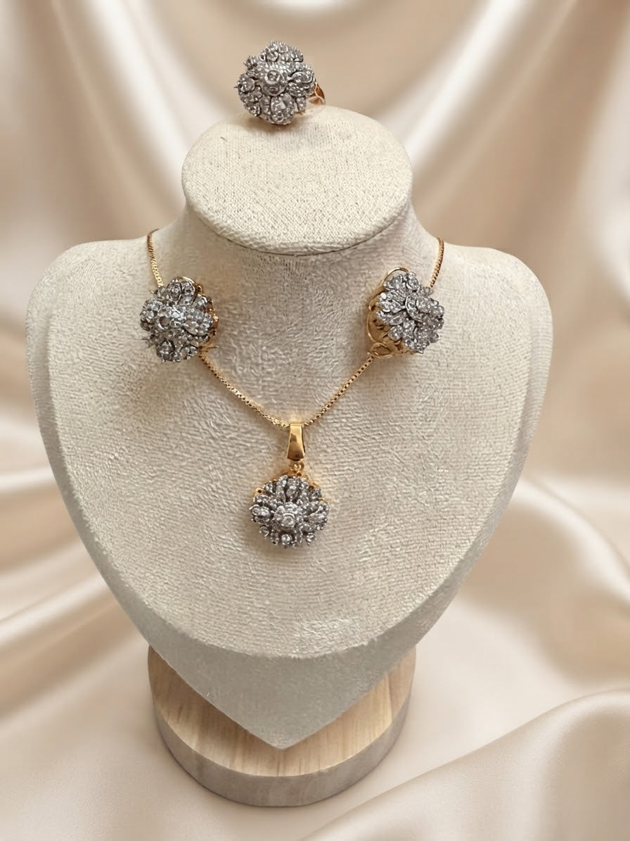 Diamond Style Pendant Set with Ring
