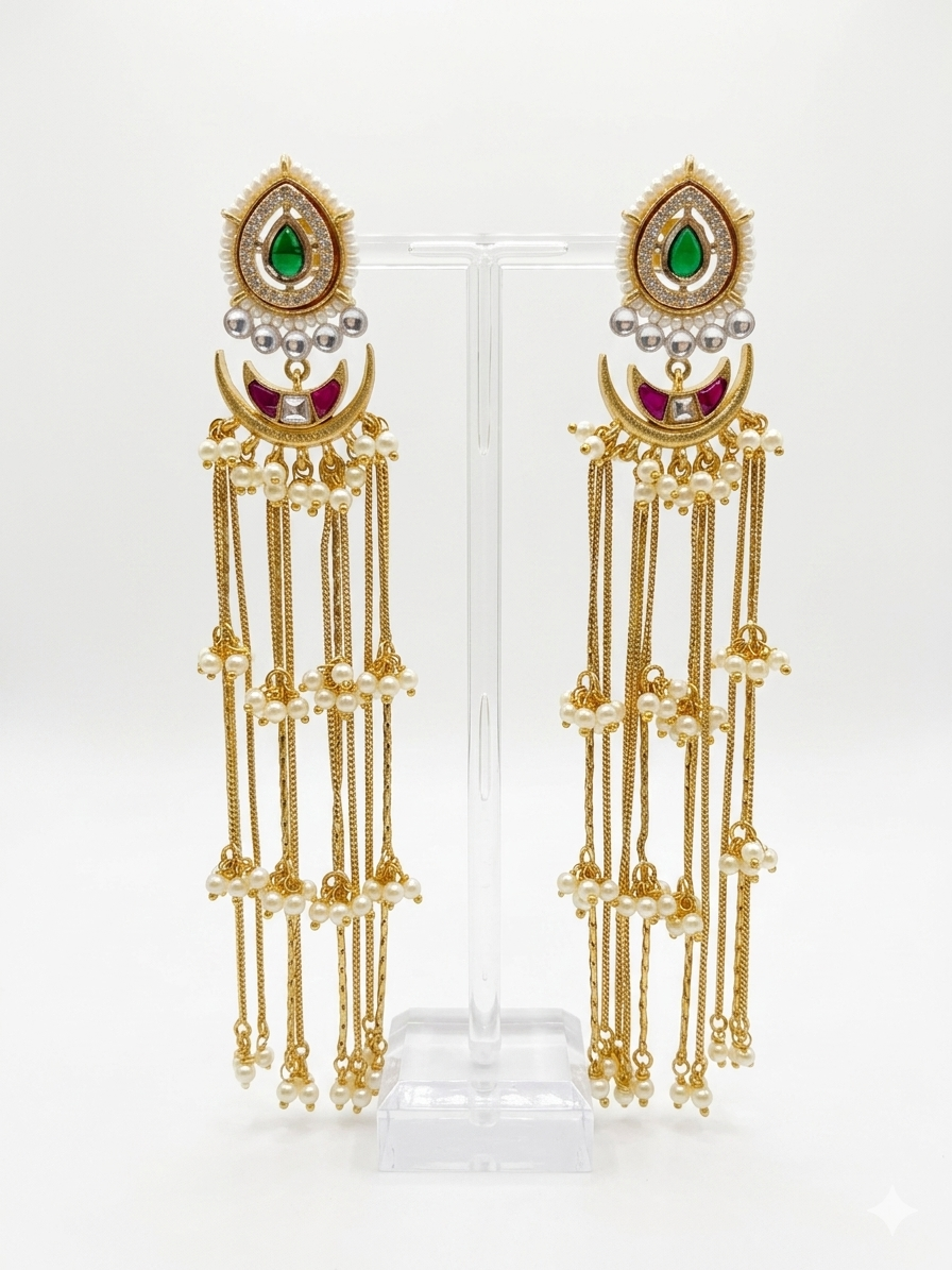 Kashmiri Golden Dangler Earrings