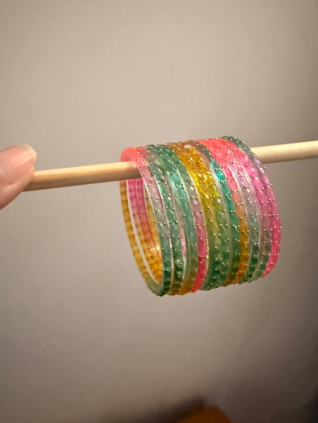 Light Multicolored Raindrop Bangles Trendy Glass