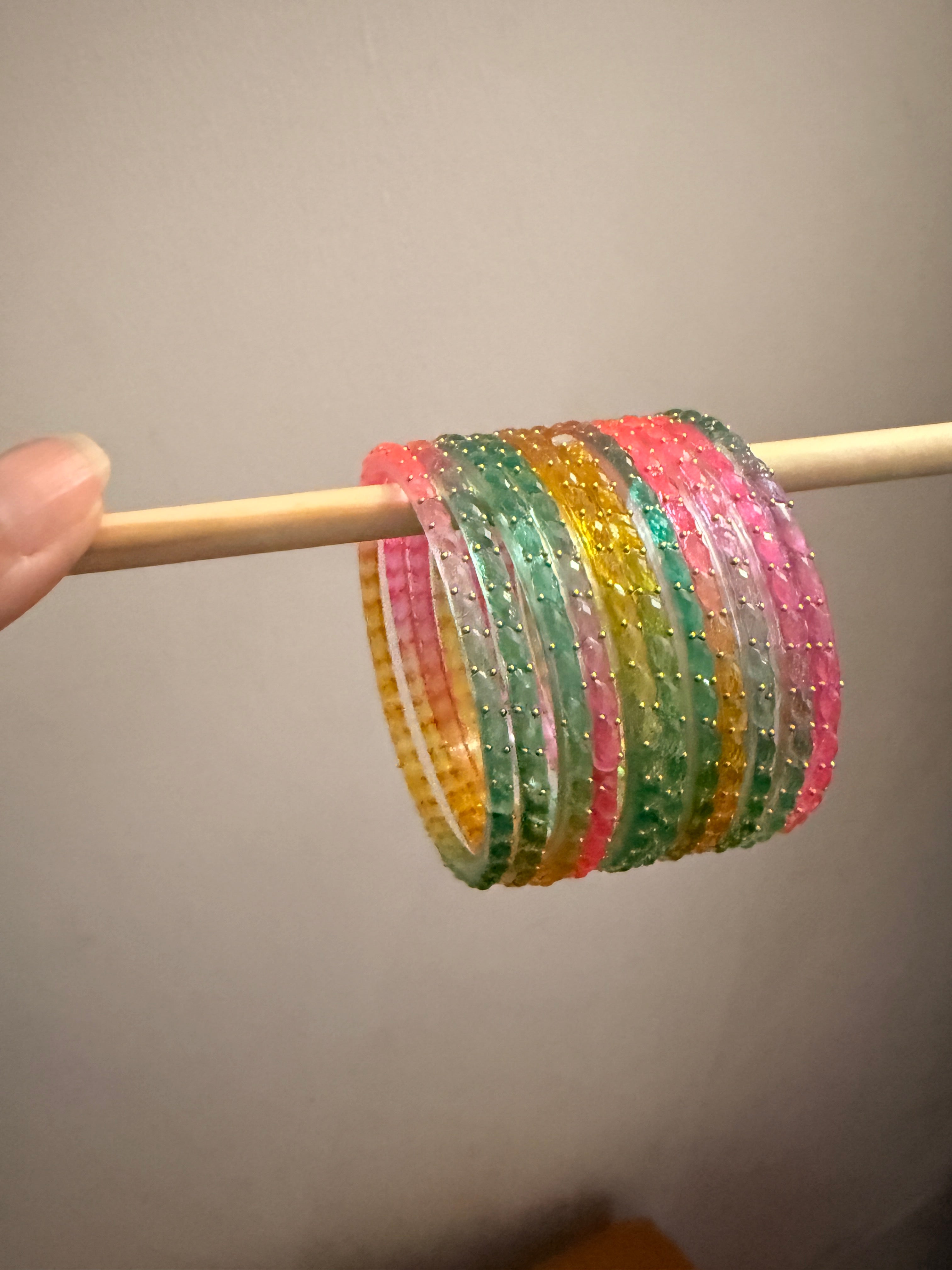 Light Multicolored Raindrop Bangles Trendy Glass