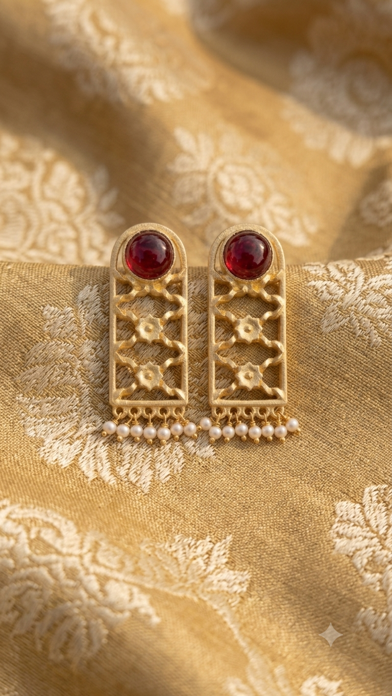 Ruby Pearl Statement Earrings