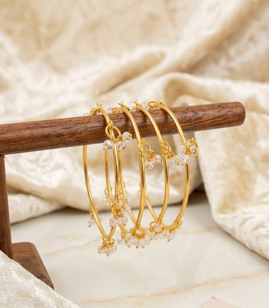 Crystal White Kashmiri Bangles (Set of 4)