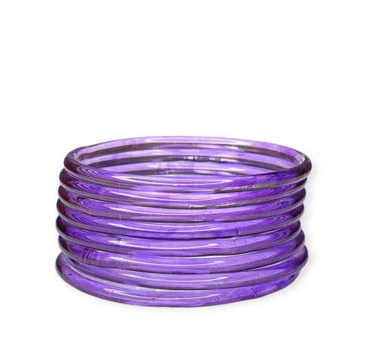 Purple Jelly Bangles – Premium Transparent 4mm Borosil Glass Bangles for Women (Set of 8 )Ethnic & Western Wear