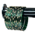 Forest Green Raindrop Bangles (Set of 12)