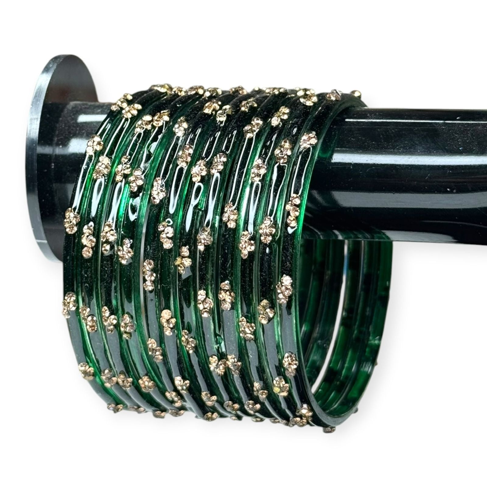 Forest Green Raindrop Bangles (Set of 12)