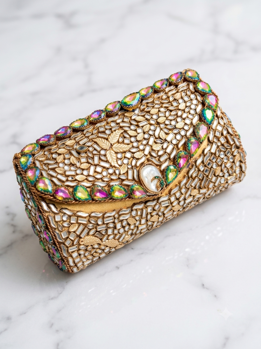 Turkish Kundan Clutch Large Size 
 (Free Delivery)
