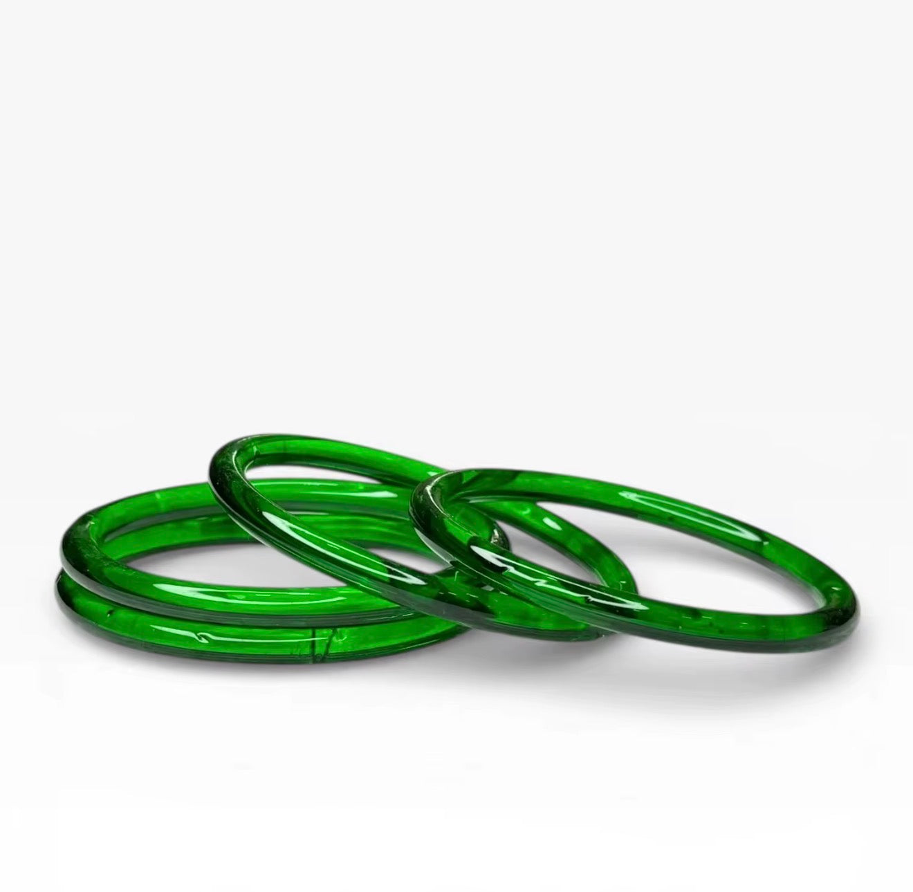 Dark Green Jelly Bangles (Set of 8) Transparent 4mm Glass Trending Viral for Special Occasions