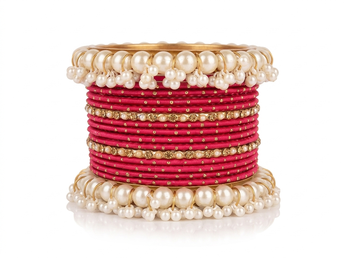 Gajra Pearl Bangle Set 2.8 size in Metal  different Colors Eid Special Occasions Weddings