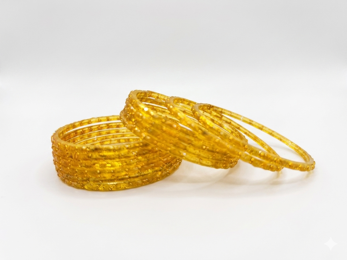 Gold Raindrop Glass Trendy Kashmiri Bangles for Special Occasions