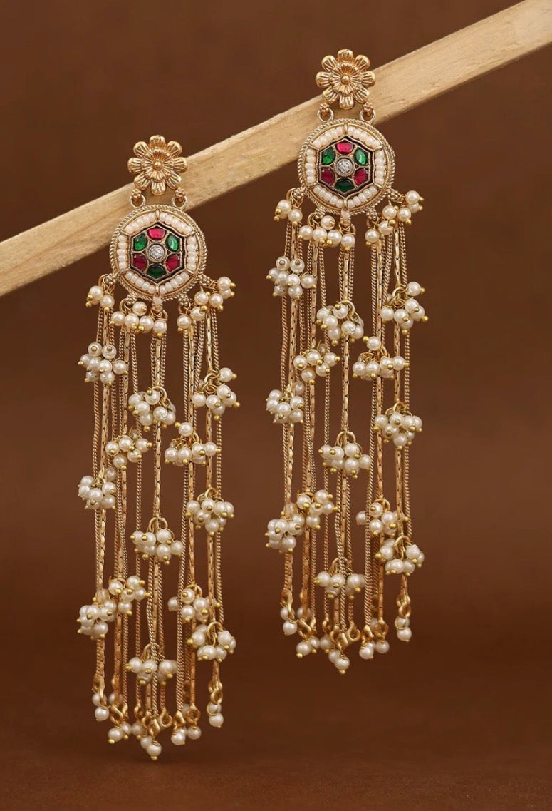 Phulkari Kashmiri Gold Dangler