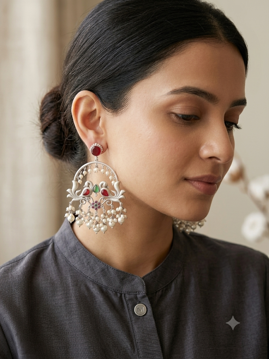 Latija Peacocks Dangler Earrings