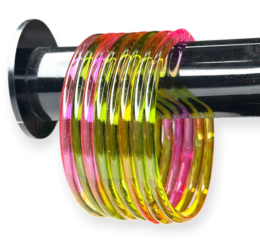 Pastel Multicolor Jelly Bangles (Set of 8) 4mm High Quality Glass for Special Occasions.
