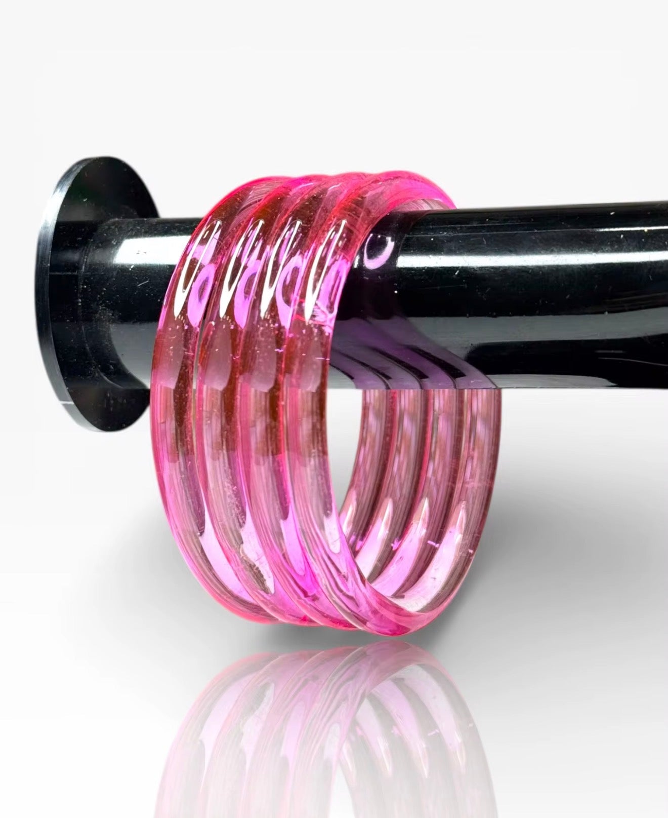 Light Pink Jelly Bangles 4mm (Set of 8) Glass Trending Viral for Special Occasions