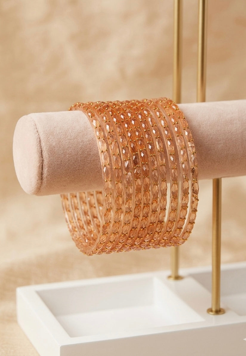 Honey Color Raindrop Glass Bangles Trending Kashmiri for Special Occasions Eid Weddings