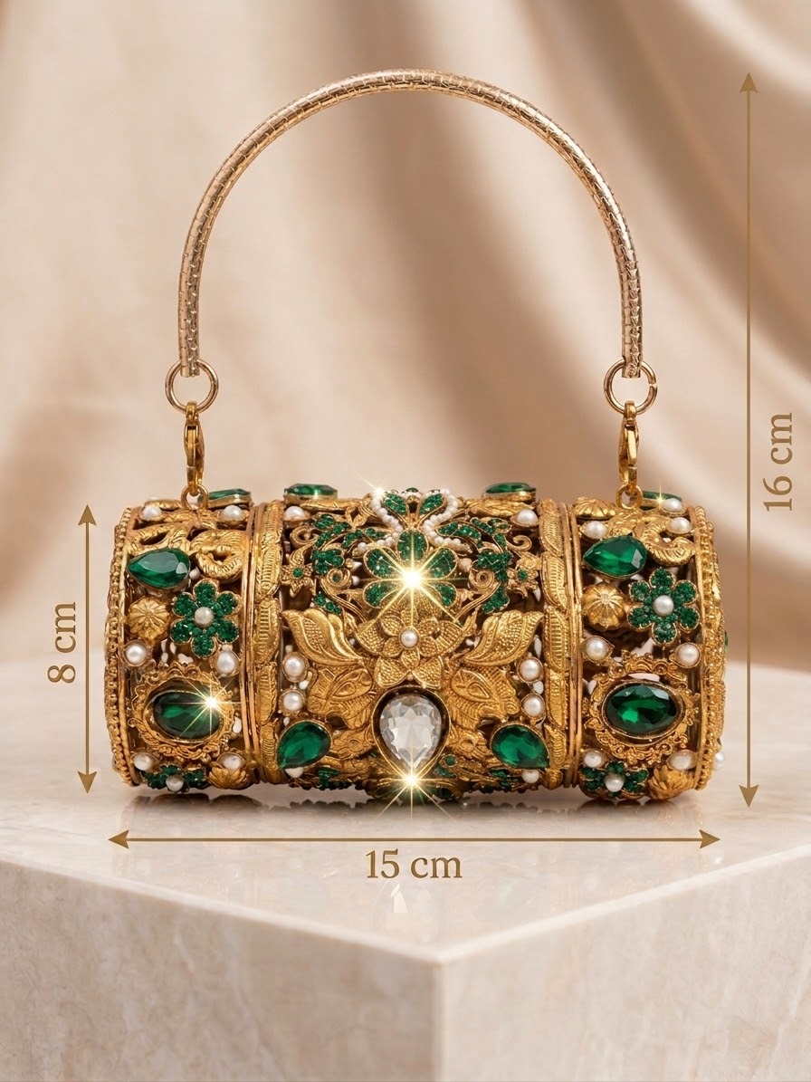 Royal Sultan Cylindrical Handcrafted Clutch for Special Occasions