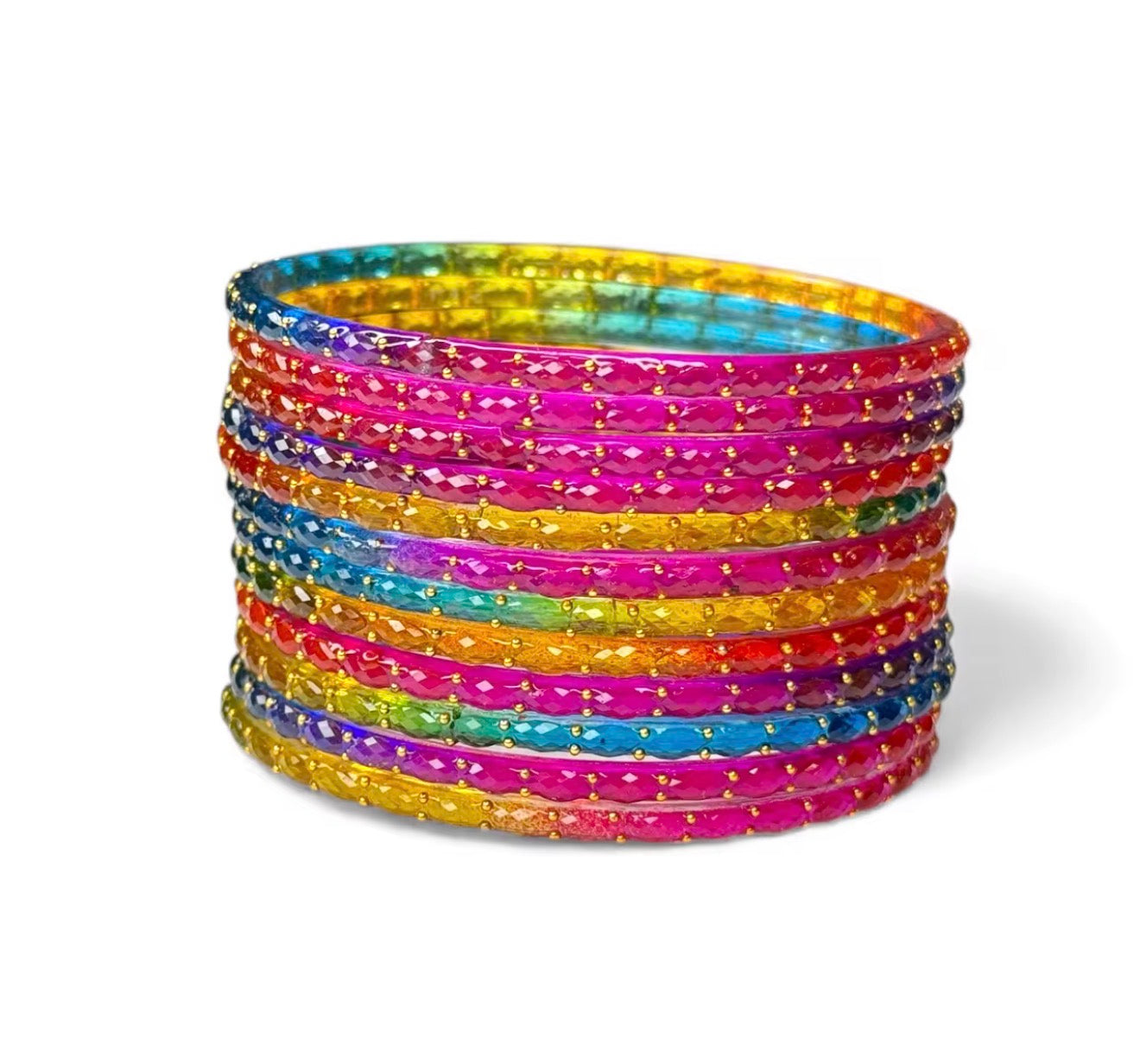 Multicolor Rainbow Raindrop Glass Kashmiri Bangles Trending for Women Weddings and Special Occasion