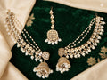Kundan Jumka Saharay with Maang Tikka Set Earrings Imitation Jewelry