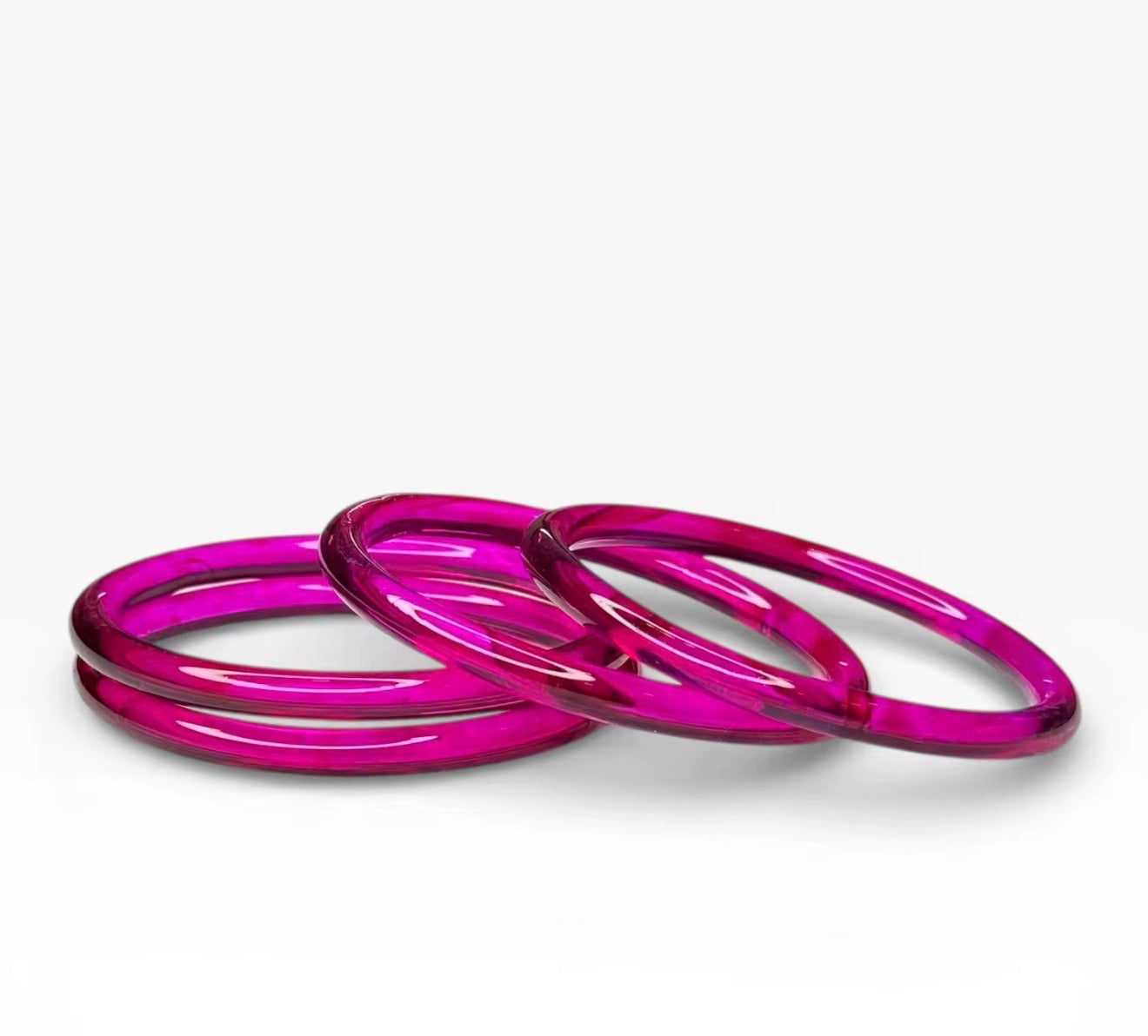 Rani Pink Jelly Bangle (Set of 8) 4mm Glass Trending Viral For Special Occasions
