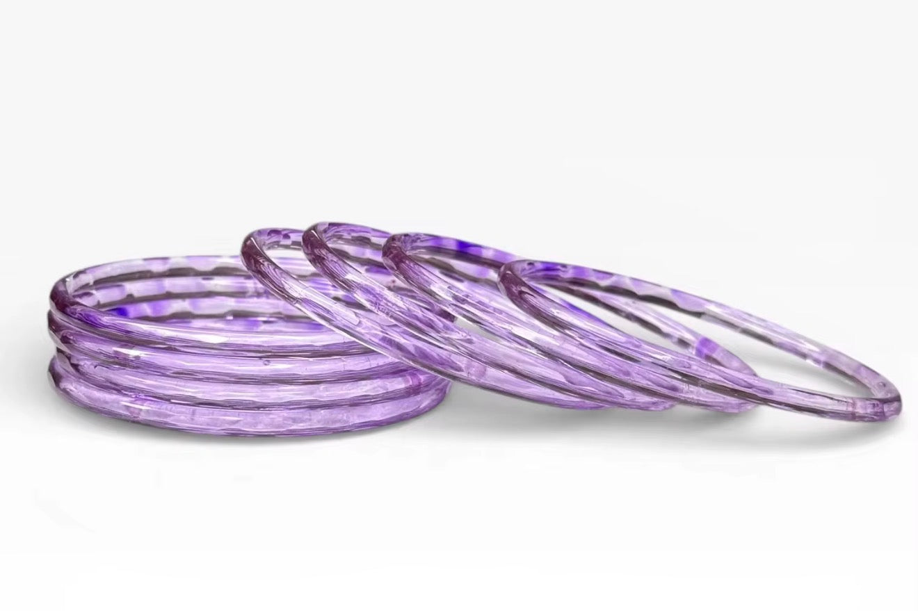 Premium Finish Light Purple Emerald Cut Faceted Glass Bangle Trendy Jelly design