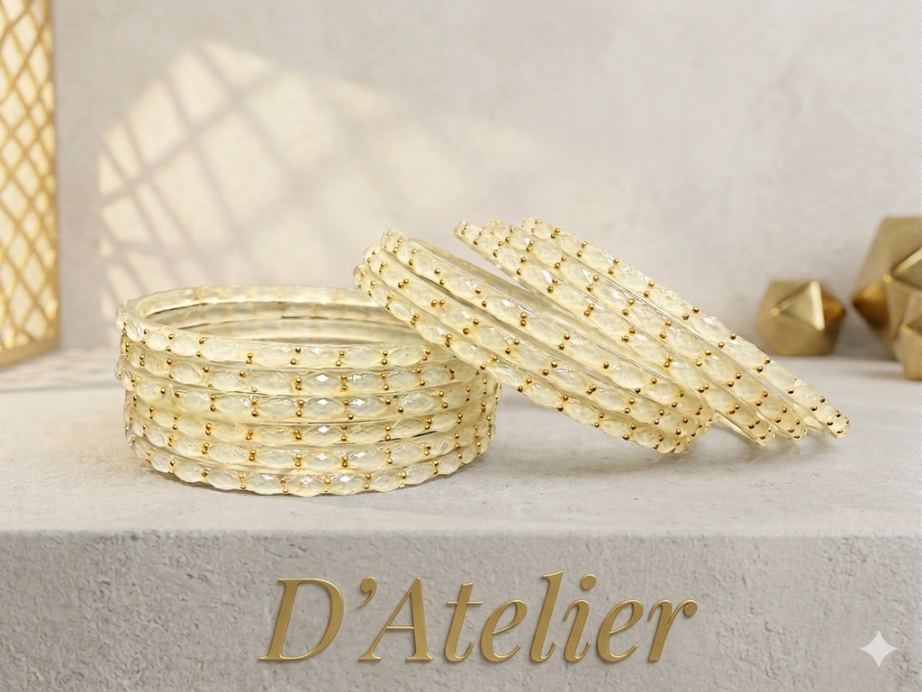 Ivory Raindrop Bangles Trending for Special Occasions Eid, Weddings, Diwali Kashmiri Bangles