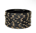 Black Raindrop Kashmiri Glass Bangles Trendy set of 12