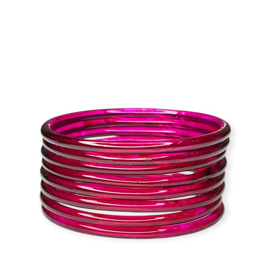 Strawberry Jelly Bangles – Premium Transparent 4mm Borosil Glass Bangles for Women (Set of 8 )Ethnic & Western Wear