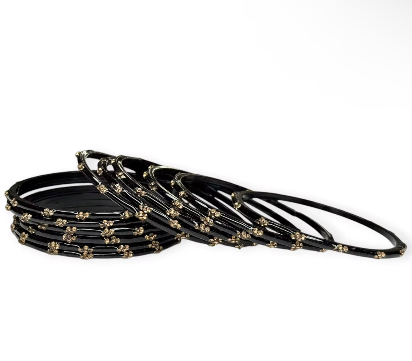 Black Raindrop Kashmiri Glass Bangles Trendy set of 12