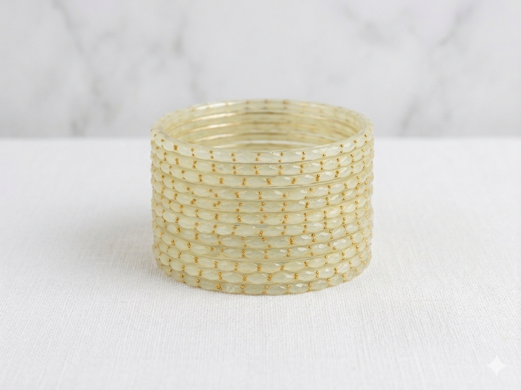 Ivory Raindrop Bangles Trending for Special Occasions Eid, Weddings, Diwali Kashmiri Bangles