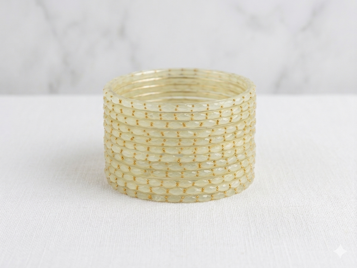 Ivory Raindrop Bangles Trending for Special Occasions Eid, Weddings, Diwali Kashmiri Bangles