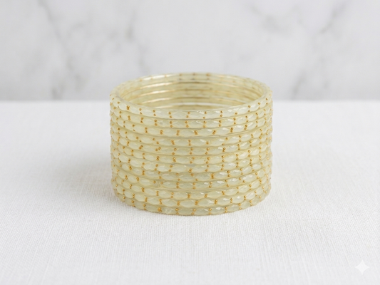 Ivory Raindrop Bangles Trending for Special Occasions Eid, Weddings, Diwali Kashmiri Bangles