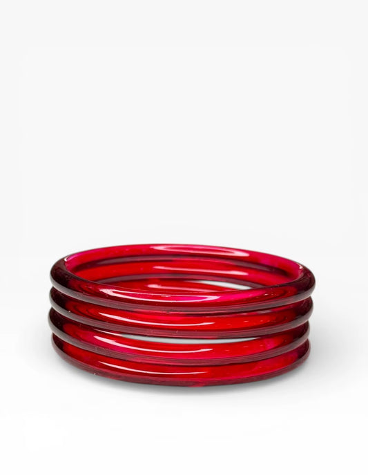 Red Jelly Bangles (Set of 8) Glass Trending Viral 4mm for Special occasions wedding Eid Diwali High Quality