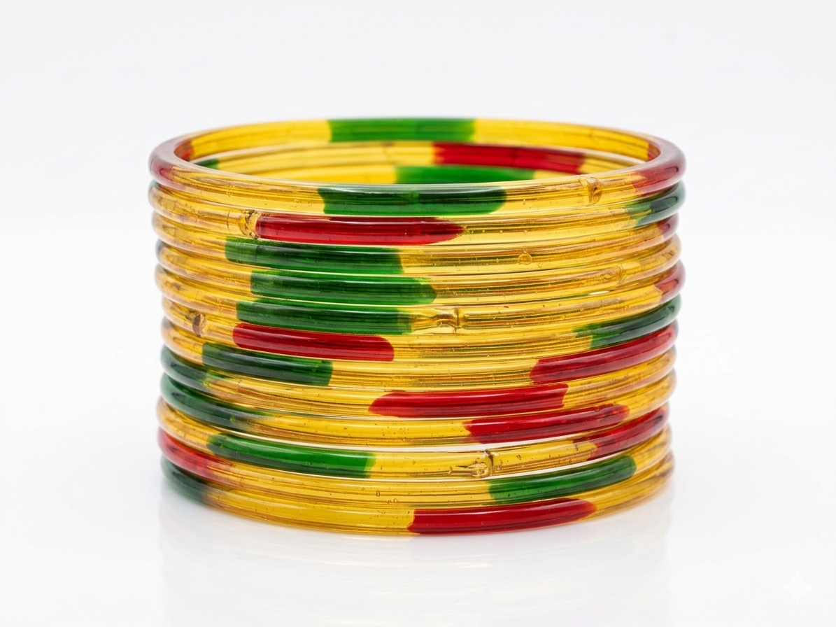 Yellow Multicolored Thin Jelly Bangles Trending