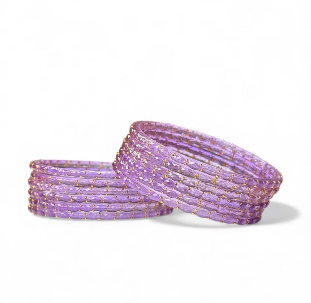 Light Purple Raindrop Glass Bangles High Quality Kashmiri Bangles (Set of 12)