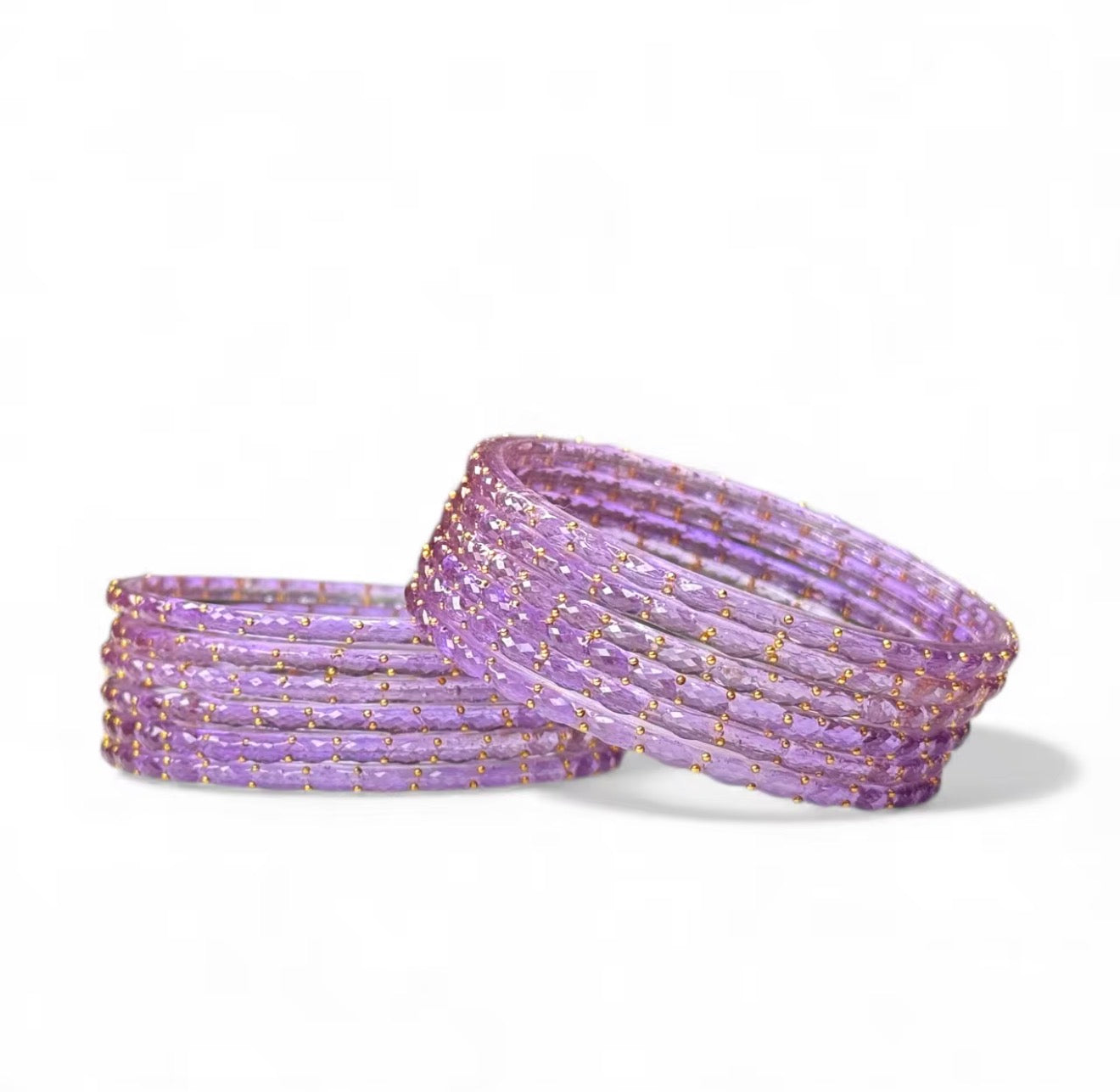 Light Purple Raindrop Glass Bangles High Quality Kashmiri Bangles (Set of 12)