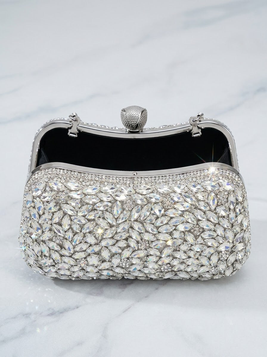 Crystal Marquise Gemstone Evening Clutch Bag (Free Delivery) Suitable to keep iPhone.