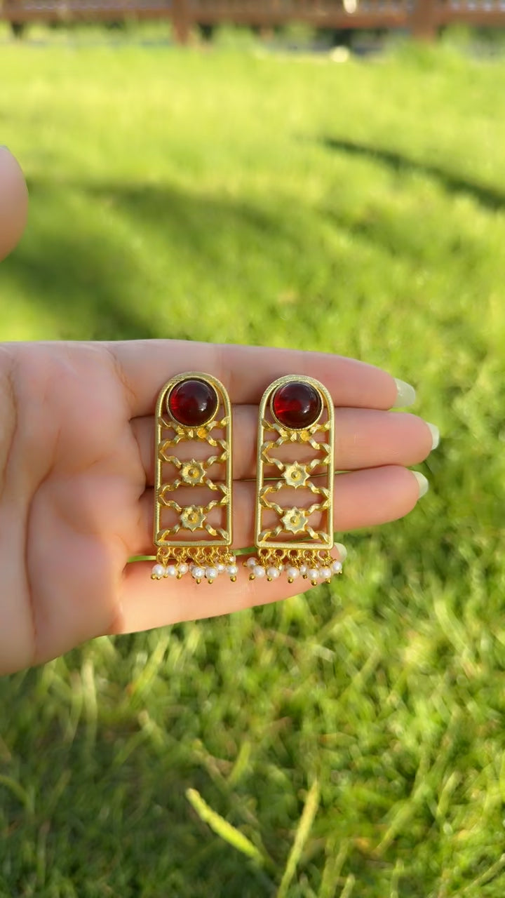 Ruby Pearl Statement Earrings